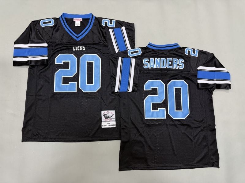 Men 2025 Detroit Lions #20 Sanders black Throwback Limited NFL Jersey style 001->detroit lions->NFL Jersey